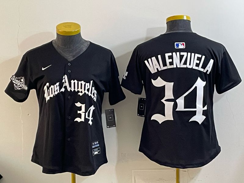 Women Los Angeles Dodgers #34 Valenzuela Black 5th Jointly Name 2026 Nike MLB Jersey style 03